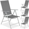 tectake® Set da 4 Sedie da Giardino in Alluminio, Sedie Pieghevoli, Leggere, Schienale Regolabile in 7 Posizioni, Facili da Lavare, 67x56x105cm, Salva Spazio, Carico Max cad 110kg - Grigio/Argento