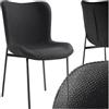 tectake® Poltrona in Stile Scandinavo, Seduta Ergonomica, Gambe in Acciaio, Cappucci Antiscivolo, Sedia Sala da Pranzo, Cucina, Sedia Soggiorno - Tessuto Nero/Nero