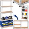 tectake® Scaffalatura Metallo Garage, Scaffale Attrezzi da Lavoro, Scaffalatura Libreria in Lamiera d'Acciaio, Scaffali Modulabili, 70 kg di Carico per Piano - Capacità Portante 350 kg