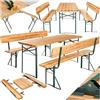 tectake® Set 3 Pezzi da Birreria, Tavolo e Panche da Esterno con Comodo Schienale, Struttura in Acciaio, Cerniere Robuste, Set da Giardino - Set da Birra con Schienale, Tavolo 170 x 69 x 76 cm