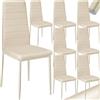 tectake® Set 8 Sedie Sala da Pranzo in Pelle Sintetica, Sedie da Cucina Eleganti e Comode, Sedie Sala da Pranzo Moderne Stabili e Robuste, Sedie da Pranzo Versatili - Beige