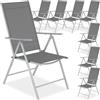 tectake® Set da 8 Sedie da Giardino in Alluminio, Sedie Pieghevoli, Leggere, Schienale Regolabile in 7 Posizioni, Facili da Lavare, 67x56x105cm, Salva Spazio, Carico Max cad 110kg - Grigio/Argento