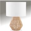 tectake® Lampada Da Tavolo, Lampada Da Scrivania, Lampade da Comodino In Juta, Abat Jour con accenti Luminosi Stile Boho, 60W, E27, Paralume Struttura in Acciaio, Base In Cemento - Ø 32 x 45 cm