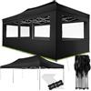 tectake® Gazebo Pieghevole e Richiudibile Pop Up, 6x3 m, Telaio in Alluminio, Impermeabile, 4 Altezze, 4 Pannelli Laterali, Picchetti Inclusi, Gazebo da esterno per Giardino, Barbecue e Bar - Nero