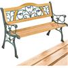 tectake® Panca da Giardino in Legno e Ghisa, Comoda e Versatile Panchina da Esterno 2 Posti, Panca con Schienale, Resistente alle Intemperie, 124 x 60 x 83 cm - Marrone