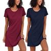 Ekouaer Camicia da Notte Donna Estiva Corta Vestito da Notte Maniche Corte Nightdress Girocollo 2pcs, S-XXL