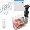 GOVNPJ Sous Vide - Contenitore per bagnomaria con coperchio, rastrelliera, sacchetti sottovuoto e pompa a mano, 32 x 20 x 17 cm, kit per cottura lenta a cottura lenta per cottura di precisione a casa
