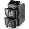 OBA RAF Friggitrice ad Aria Doppio Cestello 14L, 2800W, Dual Zone 7L+7L, Temperatura 60-200°C, Timer 60 Minuti, Nero Opaco, Modello R.50