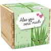 Feel Green - WE CREATE NATURE Ecobox (Aloe You Vera Much), piante in scatola di legno, 11 x 11 x 10 cm, Made in Austria, idea regalo sostenibile, Grow Your Own