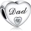 Doyafer Papà 5a Zircon A Forma Di Cuore Charm 925 Argento Sterling Charms Gioielli Bracciali Colline Per La Famiglia