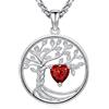 Eusense Ciondolo Albero della Vita con Cuore e Granato Collana Albero Della Vita Gioiello per Donna, Regalo per Compleanno o San Valentino