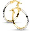 Amberta Orecchini a Cerchio in Oro Bicolore 9kt 14kt da Donna, Cerchi Intrecciati Oro Giallo e Bianco, Taglio Diamantato, 10, 15, 20 mm, Oro Massiccio Made in Italy: 14K Taglio Diamantato 15 mm