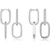 Cangall Orecchini a cerchio in argento 925 con ciondolo, 2 paia di orecchini a cerchio da donna, in argento Sterling 925, set doppio cerchio geometrico, Huggie piccolo, per dormire