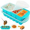 HOVIN 2 Pezzi Contenitori per Congelatore in Silicone con Coperchio 4x250ml/6x125ml, Salse e Zuppe Preparazioni Alimentari, Impilabili-Blu Turchese