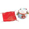 HERCHR Salvadanaio Gatto Portafortuna, Salvadanaio Maneki Neko Giapponese di 4,5 pollici con Campanellini, Decorazione per Scrivania(blu)