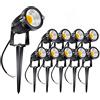 MORATER Set di 10 faretti LED COB, luci per esterni a bassa tensione per esterni 5W 220V faretti da giardino regolabili, faretti per esterni per alberi, sentieri, cortile, bandiera (Warm Light, 10 PCS)