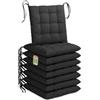 Lavea® Cuscini per Sedie 40x40 cm - Set da 8 Cuscini Sedie Cucina con Laccetti - Lavabili, per Interni ed Esterni, Ideali per Giardino, Balcone e Terrazza - Antracite