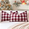 Sungeek, set di 2 federe decorative per cuscini in stile tartan natalizio, 30 x 50 cm, in lino con motivo scozzese a quadri, per divano, letto, camera da letto, 12x20 pollici (rosso e bianco)