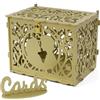 Jolik Grande Scatola Porta Buste Matrimonio in Legno, Vintage Scatola di Carte di Nozze per Biglietti con Serratura per Anniversario, Laurea, Baby Shower (Oro)