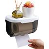 Agatige Portarotolo chiuso, portarotolo da bagno in plastica trasparente con copertura completa per carta igienica per da bagno (Nera)