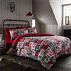 Happy Linen Company Set Copripiumino - Double Face con Fantasia Patchwork Natalizio - Rosso - 3pezzi King Size