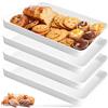 PENRUNKA Set di 4 Vassoio da Portata Rettangolo Plastica, Piatti Portata Senza BPA Riutilizzabile, 38X26.5x4 cm Pallet Bianco Multifunzionale per Buffet, Feste, Picnic, Snack, Frutta, Dessert