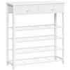 HOOBRO Scarpiera Stretta da Ingresso con 2 Cassetti e 4 Ripiani in Rete, Scaffale Portascarpe da 75 x 28 x 93 cm per Ingresso, Corridoio, Soggiorno e Balcone, Bianco EWW178XJ01