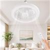 Vexabinion Ventilatore da Soffitto con Luce e Telecomando, E27 Ventilatore LED dimmerabile 30 W, 3 velocità, 5 pale, silenzioso, timer, luce notturna, per camera da letto, soggiorno, ufficio, bianco