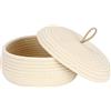 Sea Team Elegante cestino portaoggetti in corda di cotone rotondo con coperchio - Organizzatore multifunzionale per snack, asciugamani e altro - Ideale per la tua casa, 10 x 7,5 pollici