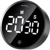 techno line technoline Timer moderno a breve termine, timer da cucina, conto alla rovescia, digitale, rotondo, illuminazione (ECO), touch, nero lucido
