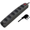 V-TAC MULTIPRESA NERA BIPASSO SCHUKO 6 POSTI CON INTERRUTTORE GENERALE MULTIVS-LED87131