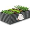 tectake® Aiuola Rialzata Zincata, 200x100x62 cm, 1200L, Fioriera da Esterno, Letto per Giardino Fondo Aperto, Orto Rialzato da Esterno, Per Giardinaggio, Erbe, Ortaggi Frutta Fiori, Guanti Inc- Grigio
