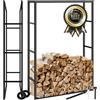 tectake® Scaffalatura Porta Legna per Interni ed Esterni, Portalegna in Acciaio Verniciato a Polvere, Legnaia Design Industriale Moderno, 100,5x25x150 cm - Nero