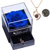 Yamonic Rosa Eterna Regalo Donna,Rosa Stabilizzata con Collana Donna|Regali San Valentino per lei,Idea Regalo per Lei,Confezione Regali Compleanno Anniversario Natale Festa della Mamma