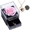 Yamonic Rosa Eterna Regalo Donna,Rosa Stabilizzata con Collana Donna|Regali San Valentino per lei,Idea Regalo per Lei,Confezione Regali Compleanno Anniversario Natale Festa della Mamma
