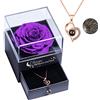 Yamonic Rosa Eterna Regalo Donna,Rosa Stabilizzata con Collana Donna|Regali San Valentino per lei,Idea Regalo per Lei,Confezione Regali Compleanno Anniversario Natale Festa della Mamma
