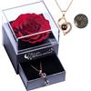 Yamonic Rosa Eterna Regalo Donna,Rosa Stabilizzata con Collana Donna|Regali San Valentino per lei,Idea Regalo per Lei,Confezione Regali Compleanno Anniversario Natale Festa della Mamma