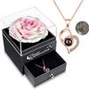 Yamonic Rosa Eterna Regalo Donna,Rosa Stabilizzata con Collana Donna|Regali San Valentino per lei,Idea Regalo per Lei,Confezione Regali Compleanno Anniversario Natale Festa della Mamma