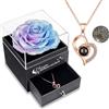 Yamonic Rosa Eterna Regalo Donna,Rosa Stabilizzata con Collana Donna|Regali San Valentino per lei,Idea Regalo per Lei,Confezione Regali Compleanno Anniversario Natale Festa della Mamma