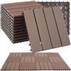 tectake® Set di 11 Piastrelle per Terrazza, Balcone, Giardino in WPC, Piastrelle da Giardino con Sistema a Clic, Superficie Antiscivolo, Resistente alle Intemperie, Effetto Legno - Marrone