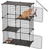 VEVOR Gabbia Metallica per Gatti a 3 Livelli 71,1 x 35,5 x 104,1 cm, Box Smontabile Colore Nero, Uso Interno, Ampio Spazio per Esercizio, Adatto a 1-2 Gatti Conigli Cuccioli Furetti e Piccoli Animali