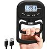 Calenxy Misuratore di forza manuale digitale da 180 kg, per allenare la forza di presa da 22,7-27,2 kg con anelli in silicone, dinometro manuale elettronico regolabile, tester di forza di presa per