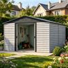 Parama Casetta da giardino in acciaio zincato 3,66x3,21xh2,20 m bianco effetto legno e antracite - 65,8kg - 11,5mq