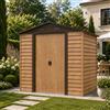 Parama Casetta da giardino in accaio zincato 1,95x2,36xh2,09 m giallo effetto legno e caffè - 38,3kg - 4,5mq