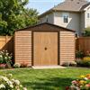 Parama Casetta da giardino in acciaio zincato 3,66x3,21xh2,20 m giallo effetto legno e caffè - 65,8kg - 11,5mq