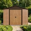 Parama Casetta da giardino in acciaio zincato 3,23x2,78xh2,15 m giallo effetto legno e caffè - 56,3kg - 9mq