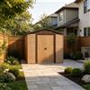 Parama Casetta da giardino in acciaio zincato 1,52x1,93xh2,03 m giallo effetto legno e caffè - 30,1kg - 3mq