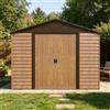 Parama Casetta da giardino in acciaio zincato 2,78x2,38xh2,15 m giallo effetto legno e caffè - 48,1kg - 6,5mq