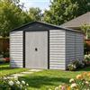 Parama Casetta da giardino in acciaio zincato 3,23x2,78xh2,15 m bianco effetto legno e antracite - 56,3kg - 9mq
