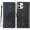 Rnrieyta Miagon Paillettes Custodia per Xiaomi Redmi Note 14 4G,Glitter Flip PU Custodia Portafoglio con Chiusura Magnetica Supporto e Slot per Schede Case Cover,Nero